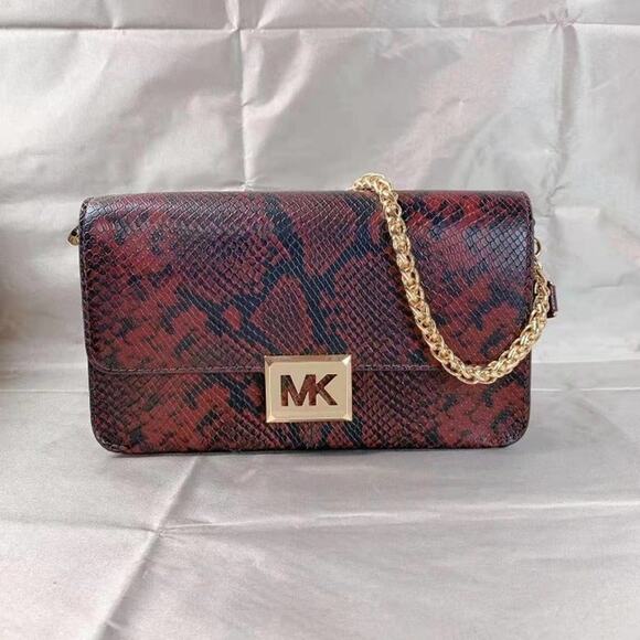 MICHAEL KORS 35F1G6SL3G SONIA MEDIUM SNAKE EMBOSSED FAUX LEATHER SHOULDER BAG ME - Picture 1 of 6